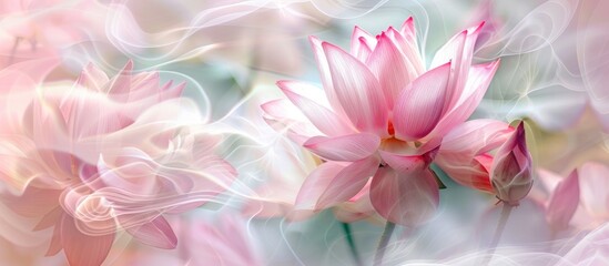 Obraz premium Beautiful Pink Lotus Flower Nature Art Abstract Blur On White Background