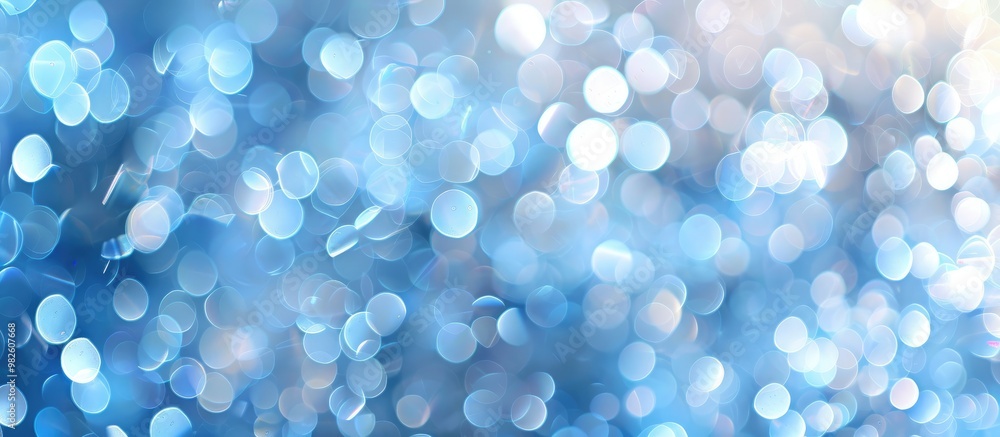 Poster abstract bokeh background in soft light blue filter
