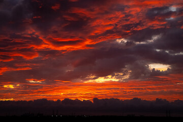 Sunset, fire in the sky