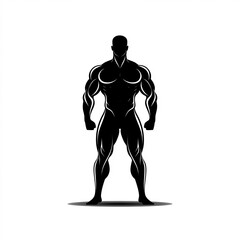 Body Builder Silhouette, Illustration Isolated On White Background