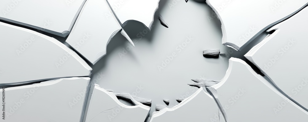 Poster a close-up of a shattered glass showing intricate patterns and light reflections, ideal for art or a