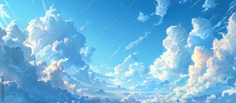 Canvas Prints Blue Summer Sky With Cumulus Clouds