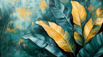 Vibrant Tropical Leaves on Artistic Background
