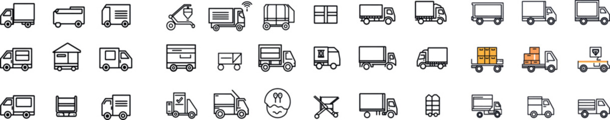 A set of line icons regarding moving services. An outline symbol collection with an editable modern stroke