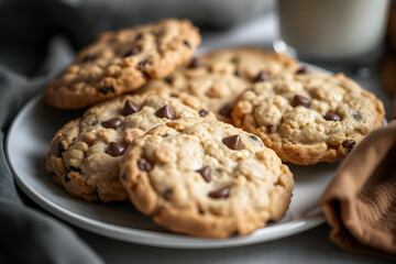 Irresistible Thin Cookies: Chocolate Chip, Oatmeal, and Peanut Butter with Milk