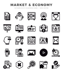 Market & Economy icons set. Vector illustration.