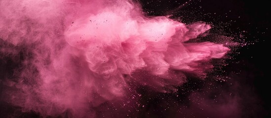 Fototapeta premium Pink Powder Explosion On Black Background Colored Cloud Colorful Dust Explode Paint Holi