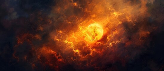 Fototapeta premium The Sun Behind The Dark Clouds Dramatically