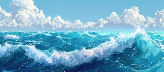 Fototapeta premium Low View On Sea Waves Water Background