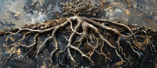 Fototapeta premium Elevated Tree Roots Intertwined On The Surface Of The Earth