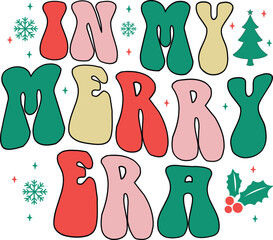 In My Merry Era Retro Christmas Shirt, Christmas Gift, Groovy Wave, Christmas Tree, Holiday Svg