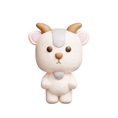 3D cute goat standing, Cartoon animal character, 3D rendering.