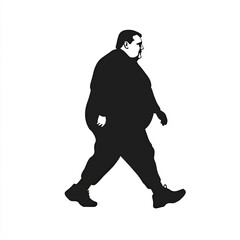 Fototapeta premium Silhouette Of Walking Fat Person, Illustration Isolated On White Background