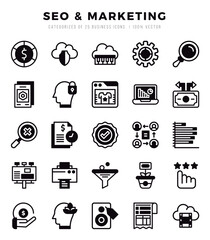 SEO & Marketing Icon Bundle 25 Icons for Websites and Apps