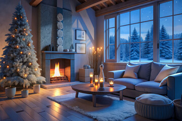 Obraz premium christmas tree in front of the church