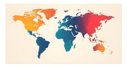 Vibrant World Map with Textured Continents and Countries in Retro Style