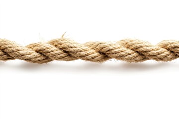 Fototapeta premium Close-up of twisted thick hemp rope on white.