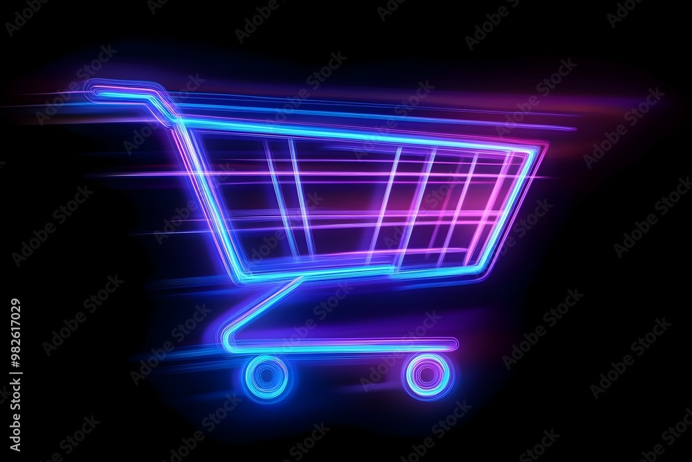 Poster glowing neon abstract digital technology background with geometric shapes and lines