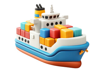 Obraz premium Colorful Cargo Ship Illustration On Transparent Background