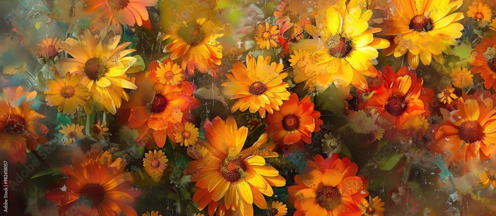 Poster Orange And Yellow Flowers Outdoor Flowers