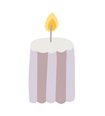 aesthetics hand drawn candle. Colored Vector flat illustration isolated on background. decorative element for greeting card, web, christmas, wedding, birthday, valentine day