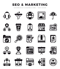 SEO & Marketing web icons in Lineal Filled style.