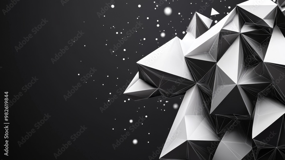 Poster abstract geometric shapes in black and white create a dynamic composition with a modern feel, ideal 