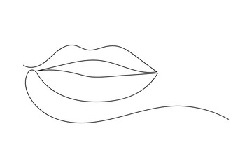 4 Lips continuous one line drawing of isolated outline vector icon.eps