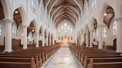 Fototapeta premium Gothic grand church or cathedral interior