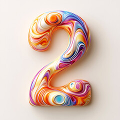 Color creative 3D digital 2 font design
