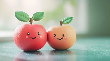 Cheerful Fruit Characters on a White Background