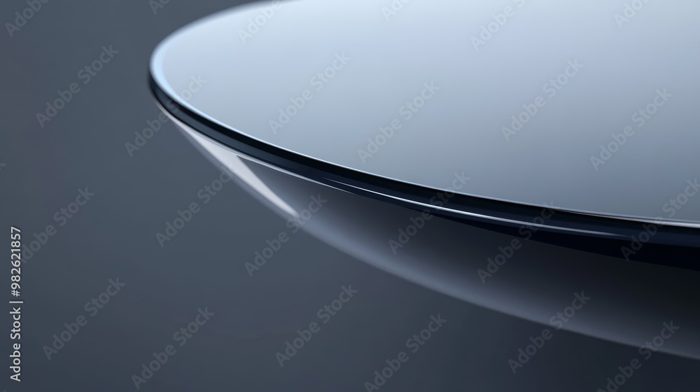 Poster close-up of a sleek, modern surface showcasing its smooth curves and reflective quality, perfect for