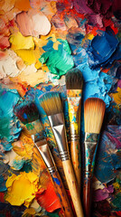 An artist's palette and paintbrushes