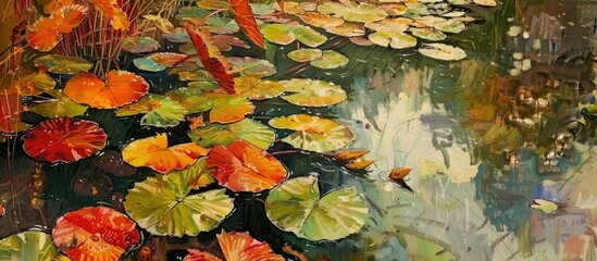Beautiful Leaves Water Lily Pond