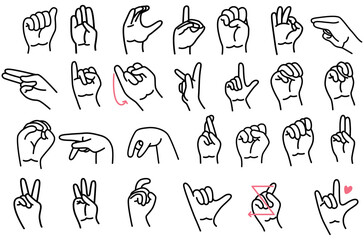 Set,Sign language letter ABC