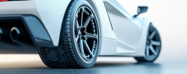 Close-up view of sleek car wheel showcasing modern design and quality craftsmanship in a stylish environment.