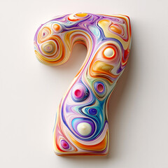 Color creative 3D digital 7 font design
