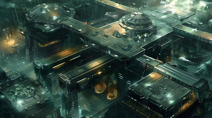 Naklejka premium steampunk wasteland future building