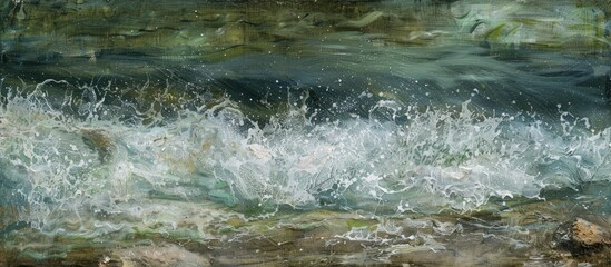 Fototapeta premium Water Flowing Over A Fast River Weir