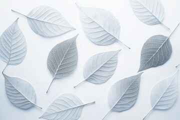 Minimalist skeleton leaves on a clean background 