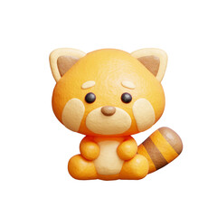 3D cute red panda, Cartoon animal character, 3D rendering.