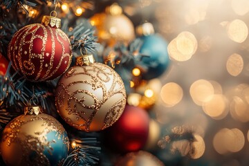 Christmas background with balls with generative ai