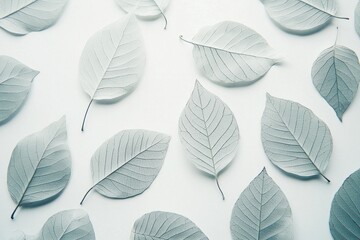 Minimalist skeleton leaves on a clean background 