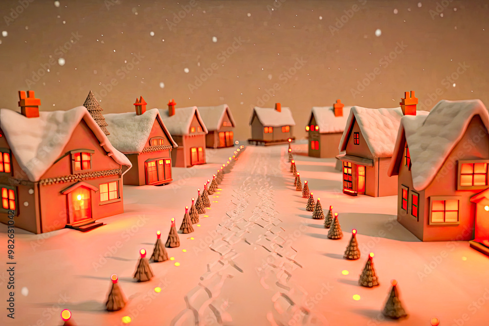 Wall mural christmas town in the night