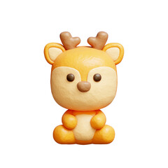 3D cute deer, Cartoon animal character, 3D rendering.