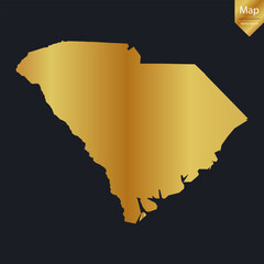 Obraz premium Abstract - High Detailed Gold Map of South Carolina. Vector illustration eps10. 