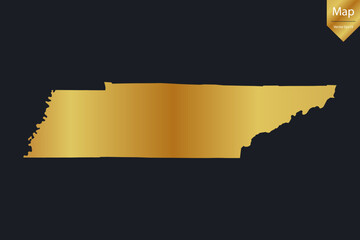Abstract - High Detailed Gold Map of Tennessee. Vector illustration eps10.	
