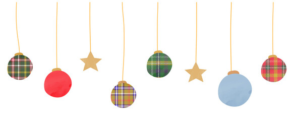 クリスマスの手書き風球体オーナメントセット