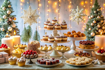 christmas cake with candles