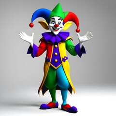 3D illustration cute jester cartoon character 